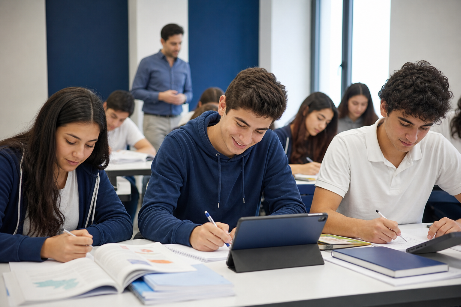 Hilal Eroğlu Akademi öğrencileri ders çalışırken